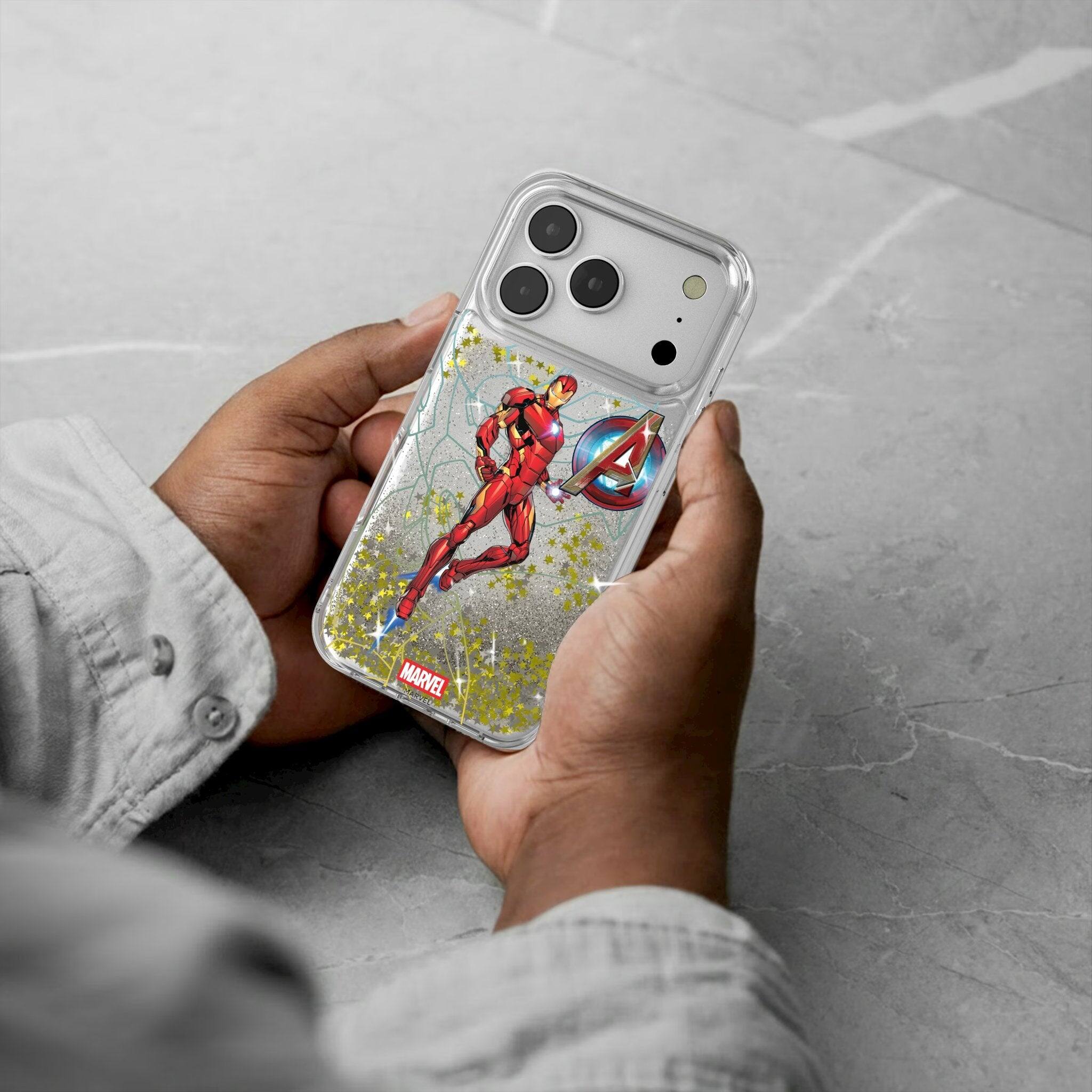 Alt View 1. Keyscaper - Marvel MechLine Glitter Phone Case - Apple iPhone 17 Pro Max - Iron Man.