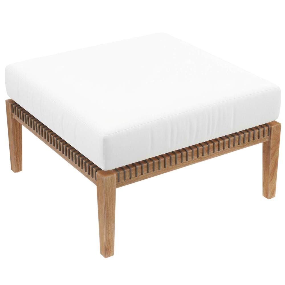 Outdoor Escape - Teak Wood Outdoor Ottoman With Durable Finish And Versatile Use - Gray