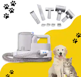 Equator - Advanced 2.5L Pet Groomer,Clipper & Vacuum | 5-in-1 Grooming System with Adjustable Comb - White/grey