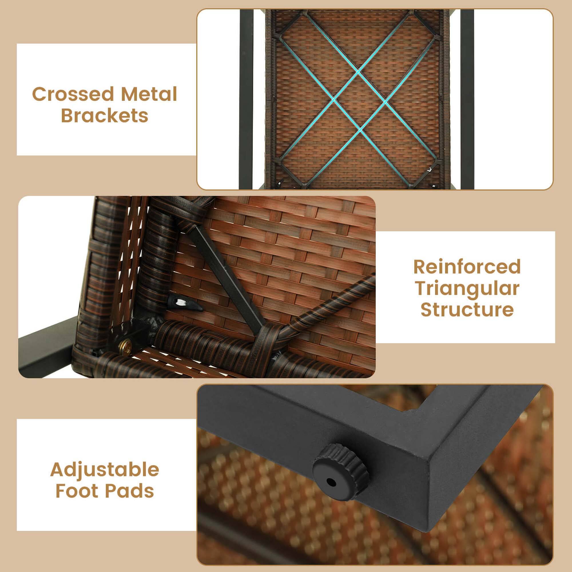 Crossed Metal Brackets Reinforced Triangular Structure Adjustable Foot Pads