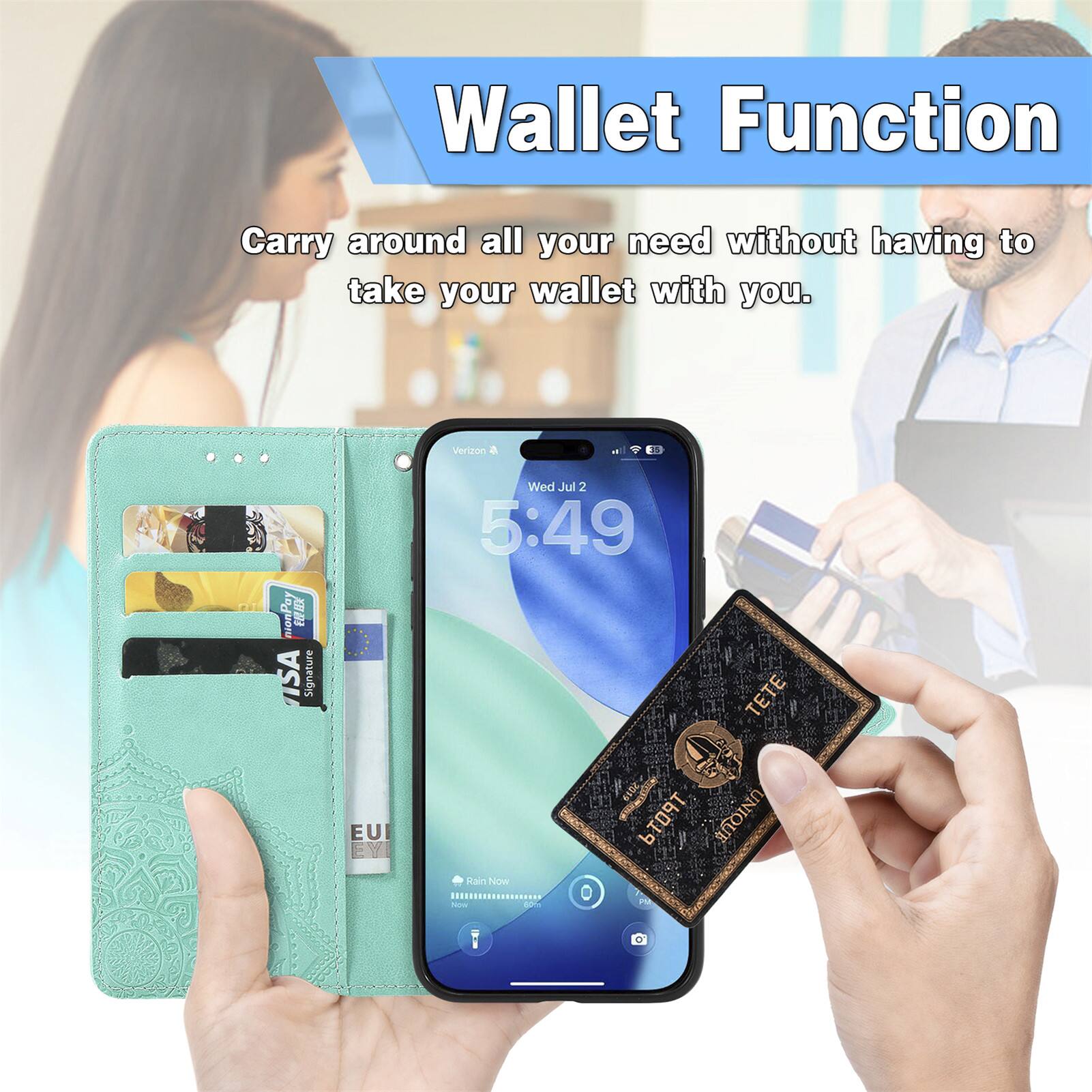 Wallet Function  
Carry around all your need without having to take your wallet with you.