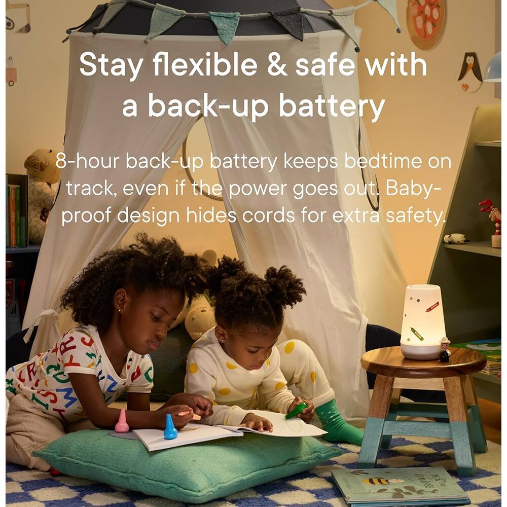 Stay flexible & safe with a back-up battery

8-hour back-up battery keeps bedtime on track, even if the power goes out. Baby-proof design hides cords for extra safety.
