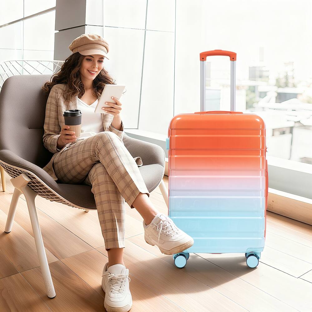 Ropilly 3 Piece Luggage Set PC Hard Shell Suitcase Gradient Color 20/24 ...