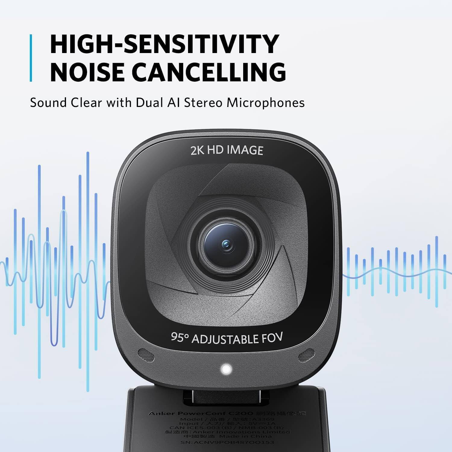 Soundcore Anker PowerConf C200 2K Webcam for PC/Laptop/Mac