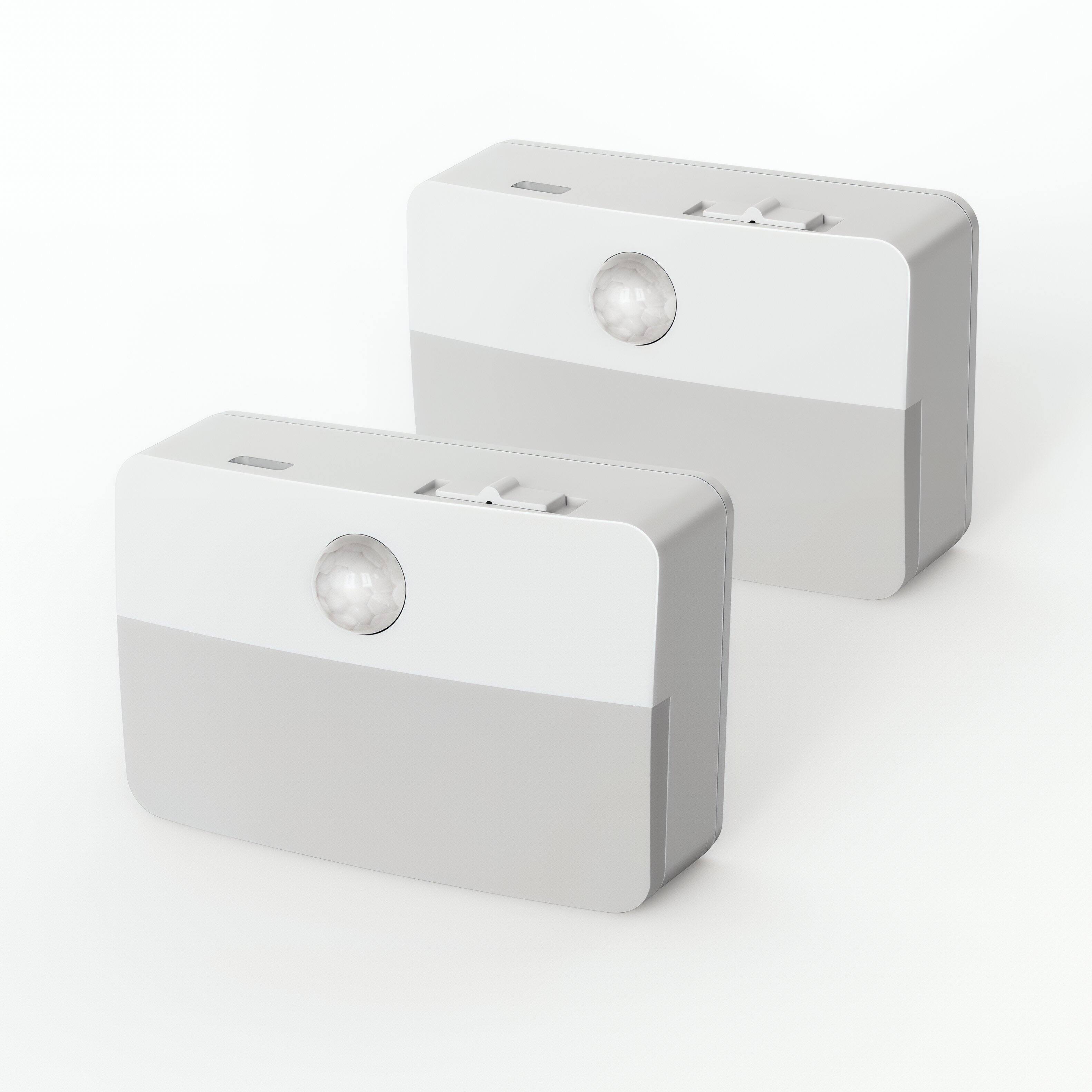 Front. Jandcase - JANDCASE 2-Pack 0.6W Battery Operated Motion Sensor Night Light, 3000K Warm Glow, Square Design ON/OFF/AUTO - White.