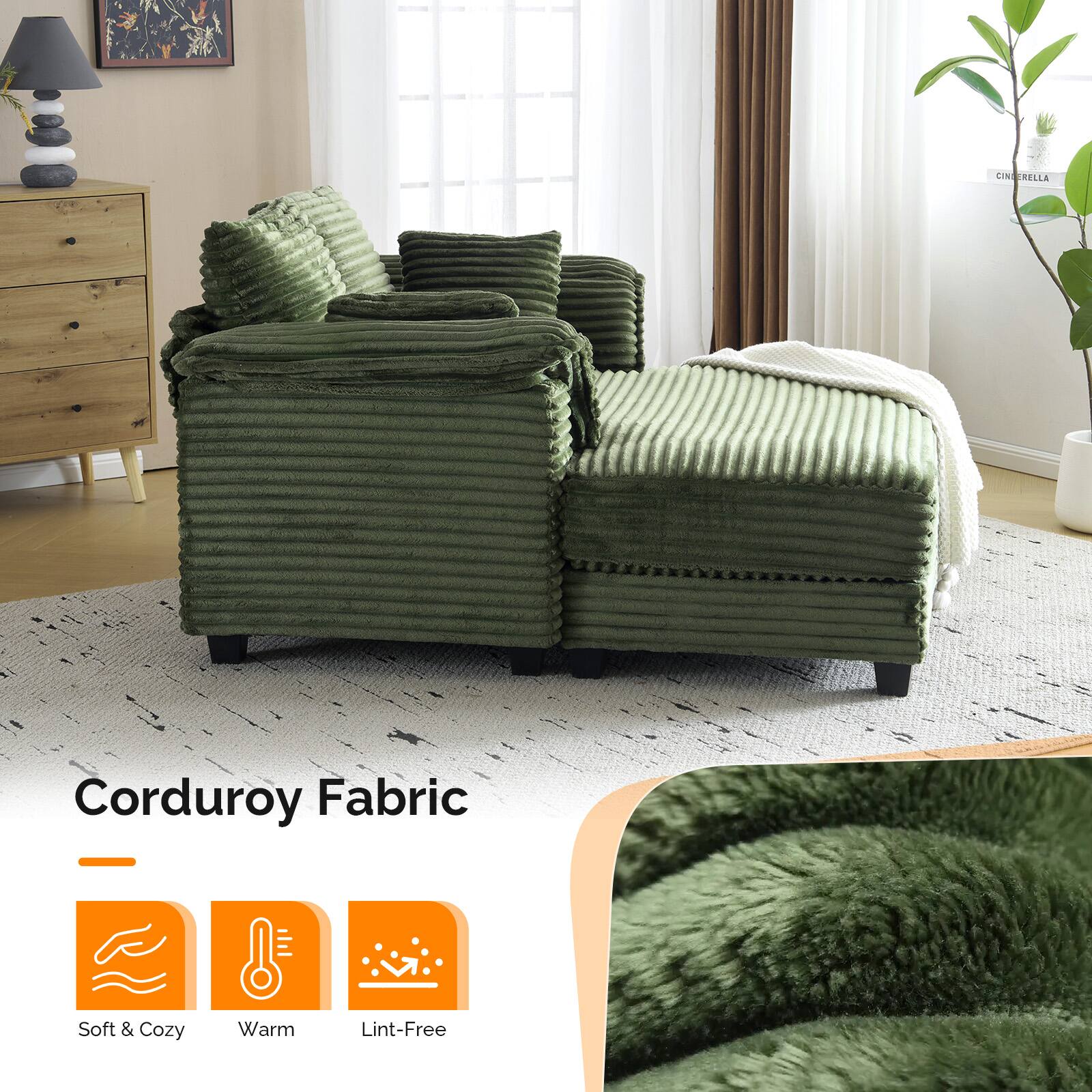 Cinderella CIN Corduroy Fabric  
Soft & Cozy Warm Lint-Free