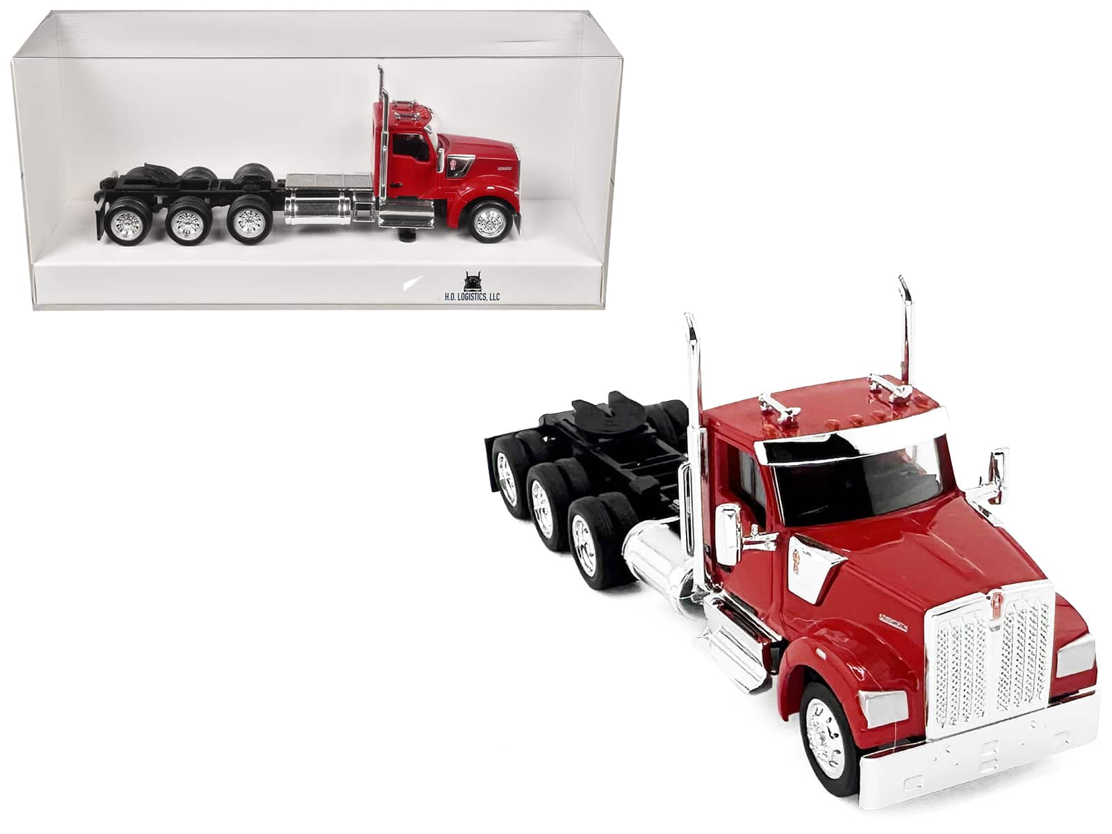 HO Logistics Replicas - Kenworth W990 3-Axel Day Cab 1/87 (HO) Plastic Model Car by HO Logistics - Red