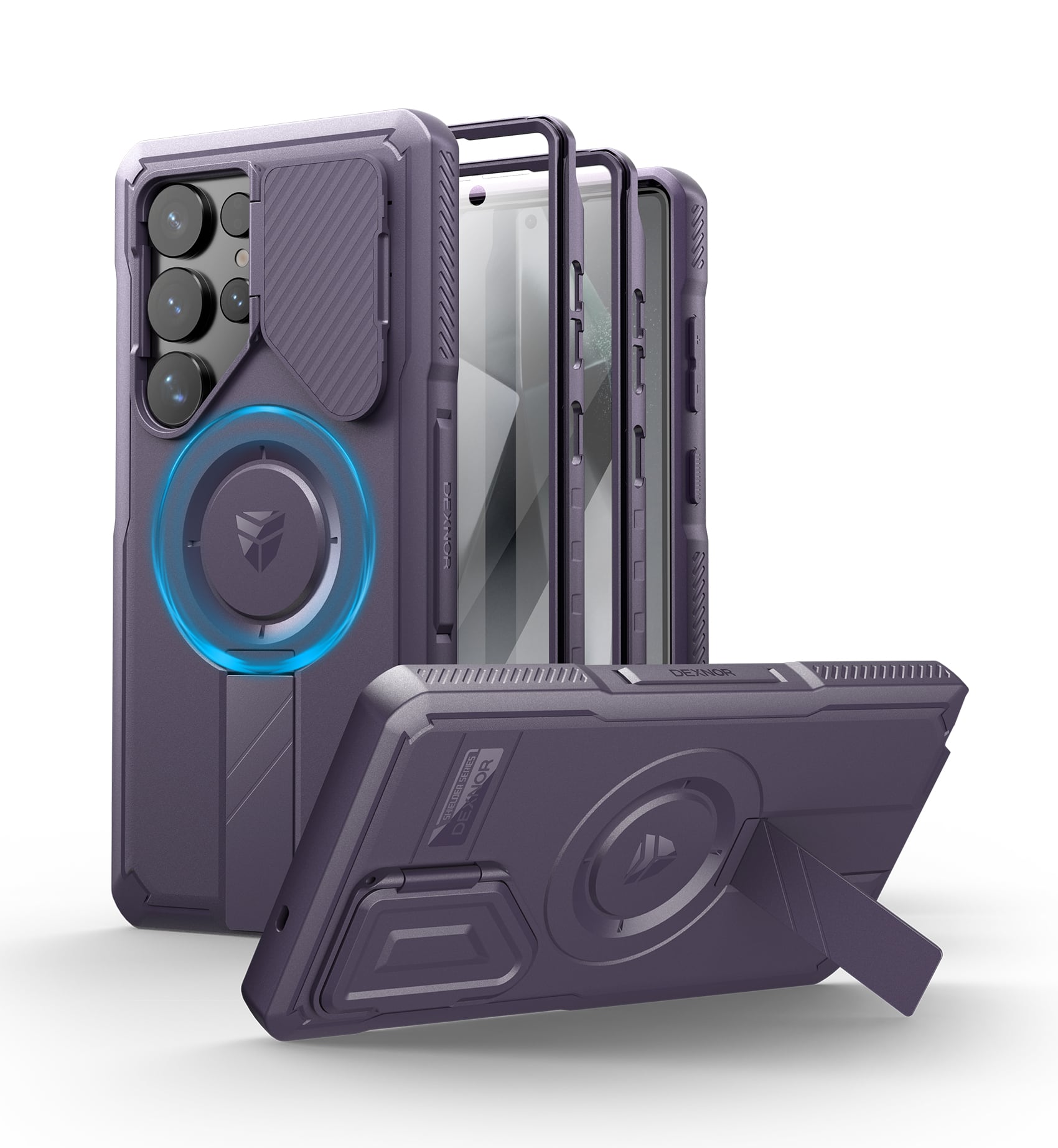 dexnor - for Samsung S25 Ultra Case with Camera Cover & Adjustable Kickstand & Built-in Screen Protector,Phantom Purple - Maroon Red price history on PriceWatchPro
