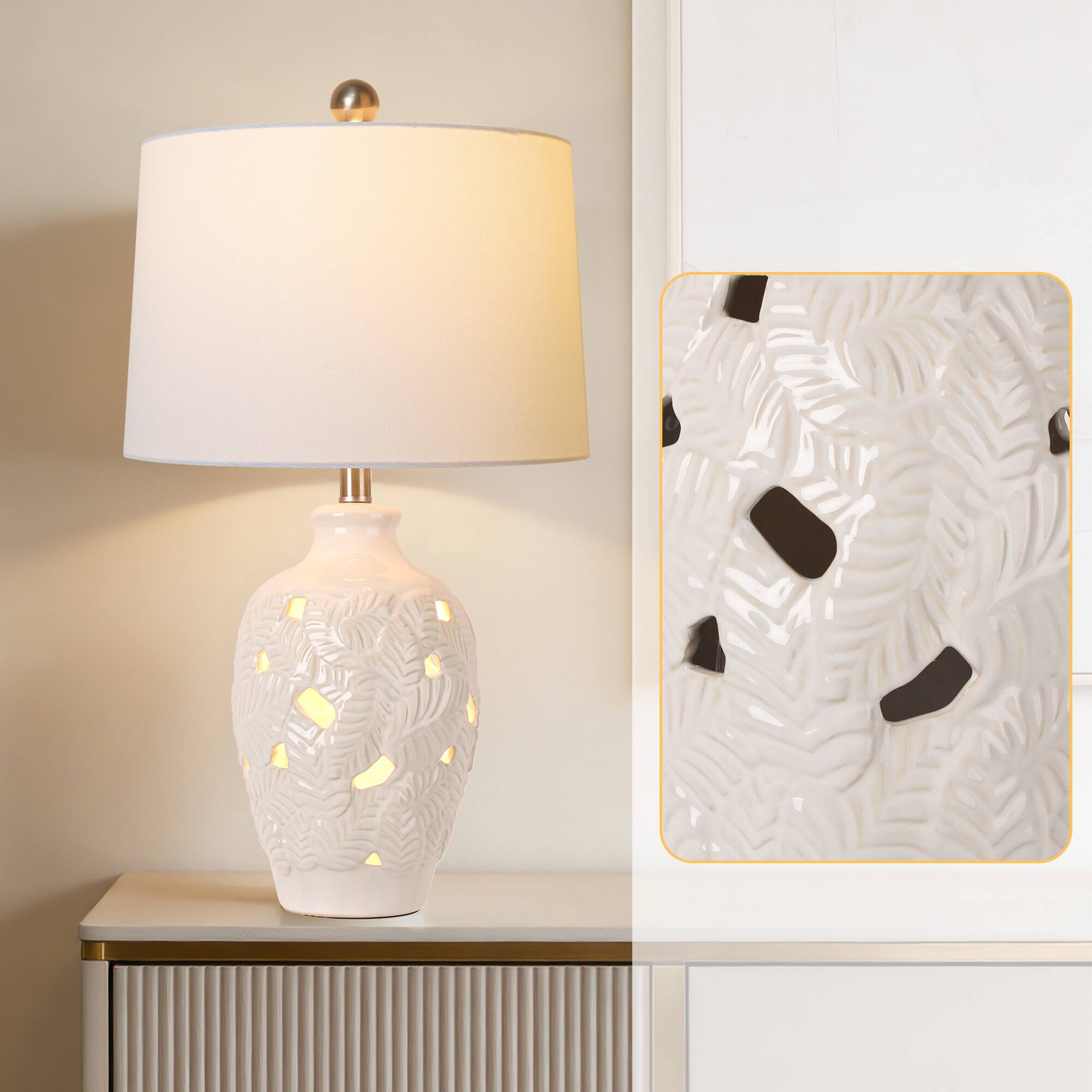 Left. partphoner - Modern Ceramic Table Lamp - White.