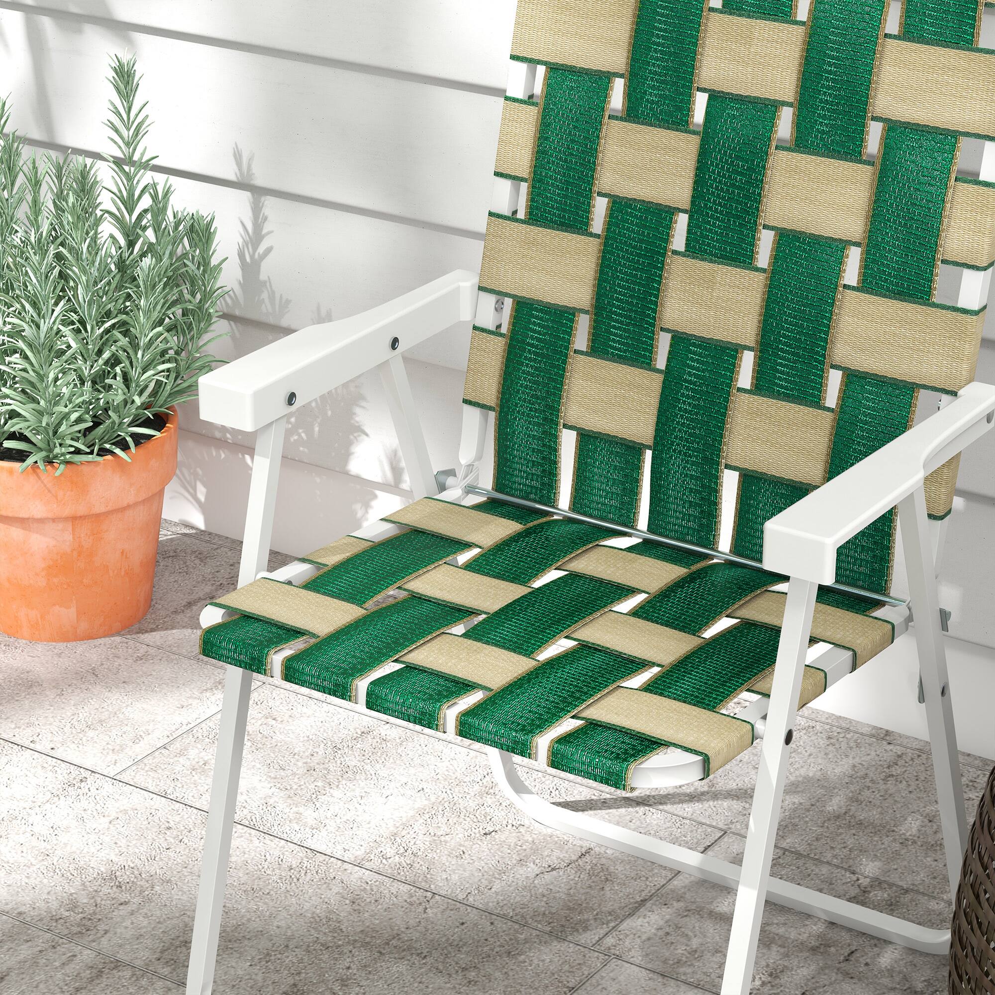 Alt View 7. Outsunny - Set of 4 Patio Folding Chairs, Classic Outdoor Camping Chairs, Portable Lawn Chair Set for Camping, Garden, Pool, Beach - Green.