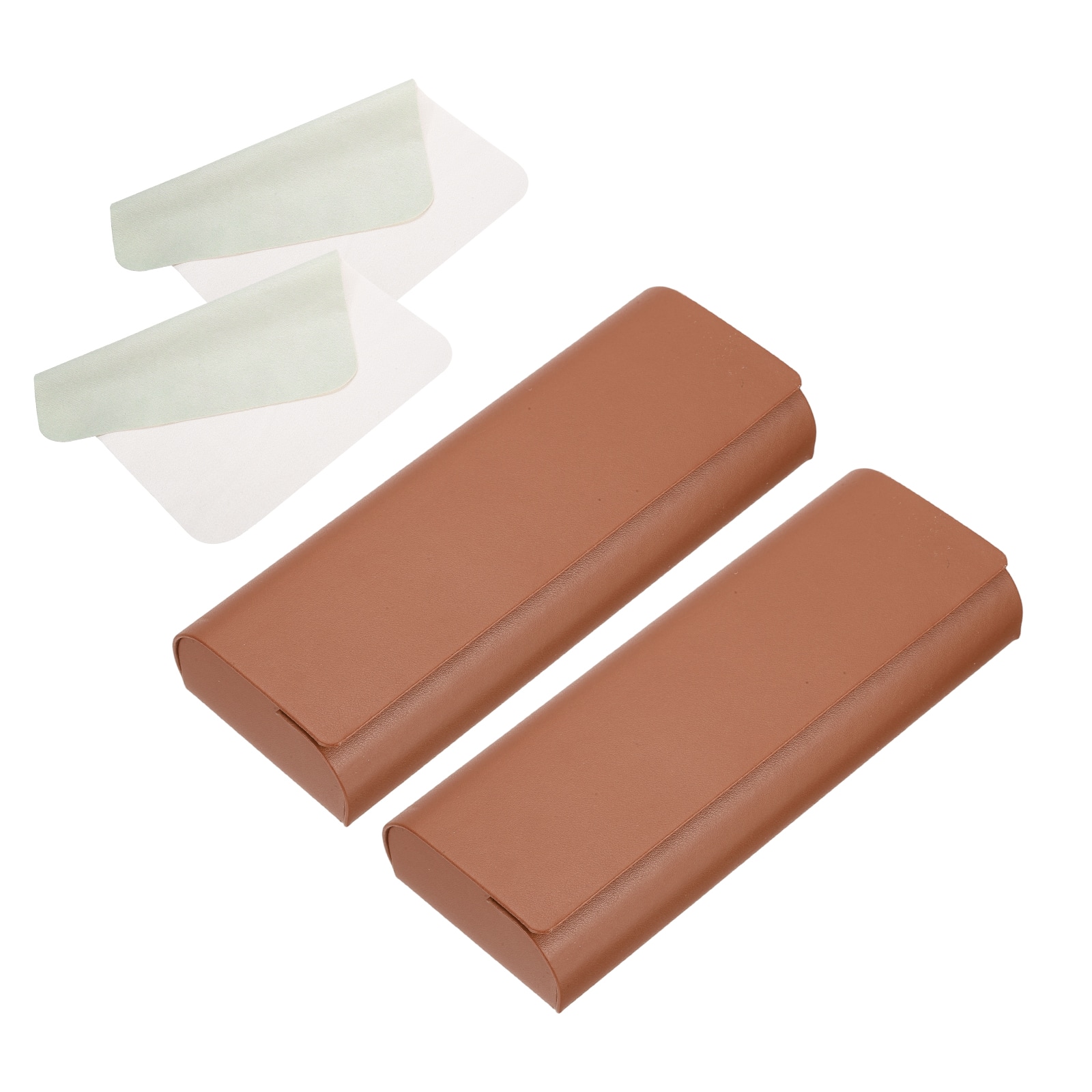 Unique Bargains - 2pcs Hard Shell Eyeglasses Case Leather with Cloth Lightweight PU for Sunglasses - Brown price history on PriceWatchPro