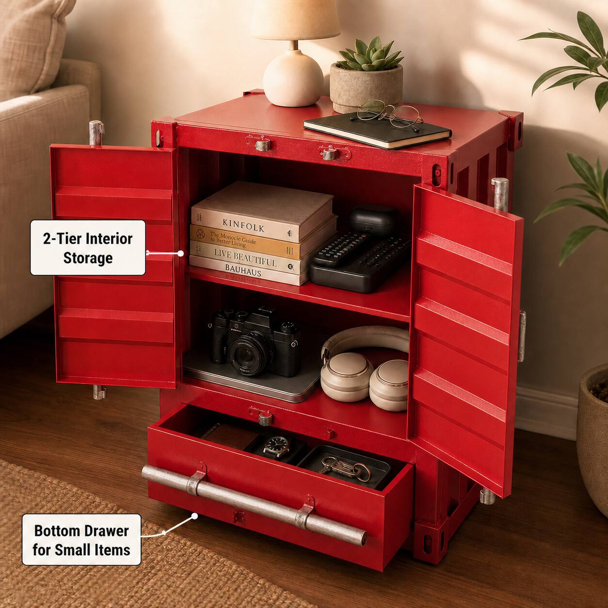 2-Tier Interior Storage  
& The KINFOLK to Better Monocle Goode Living LIVE 621 BAUHAUS BEAUTIFUL  
Bottom Drawer for Small Items