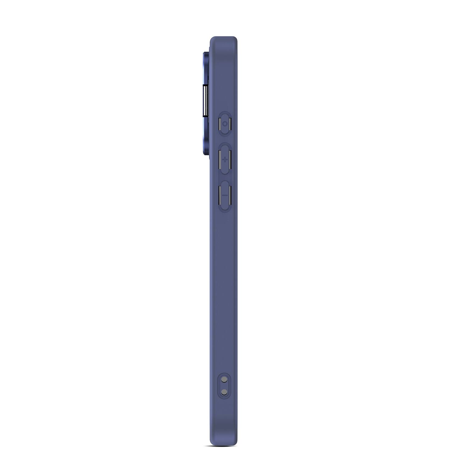 Left. Mybat - MyBat InFrame MagSafe Case with Kickstand for Apple iPhone 16 Pro - Cobalt - Clear/Cobalt.