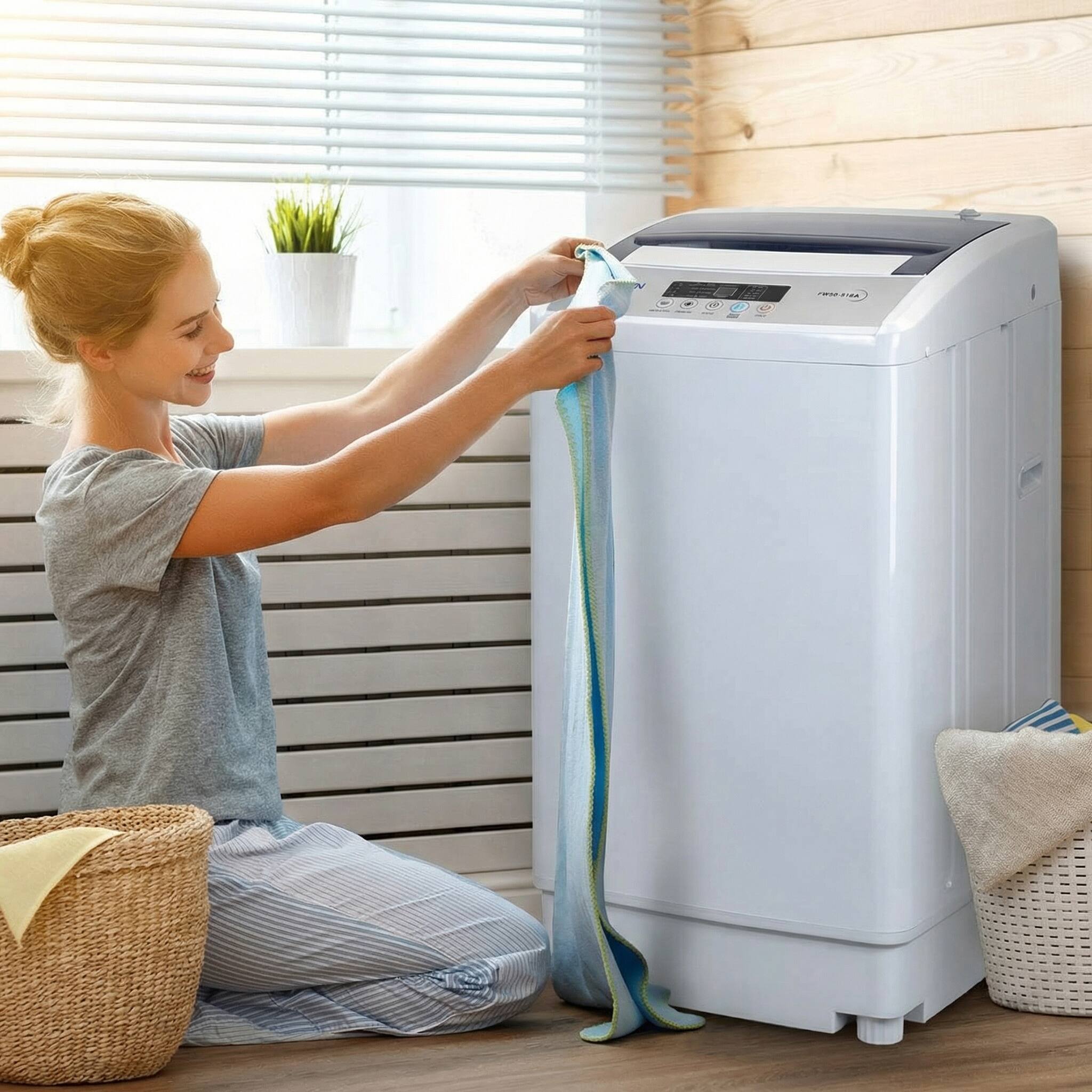 Alt View 8. Golden - 11.0 lb/1.6 Cu. Ft. Compact Portable Top Load Washer - White.