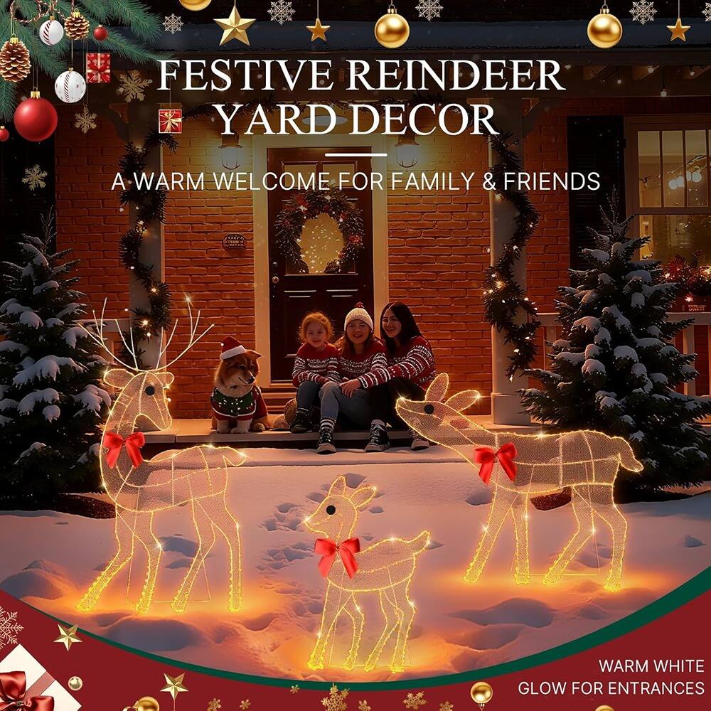 FESTIVE REINDEER YARD DECOR  
A WARM WELCOME FOR FAMILY & FRIENDS  

WARM WHITE GLOW FOR ENTRANCES