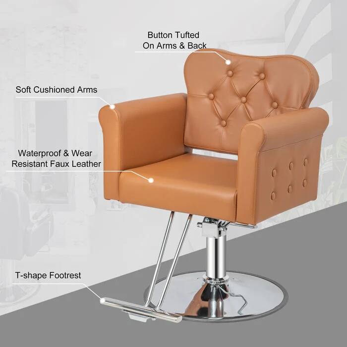 Button Tufted On Arms & Back  
Soft Cushioned Arms  
Waterproof & Wear Resistant Faux Leather  
T-shape Footrest