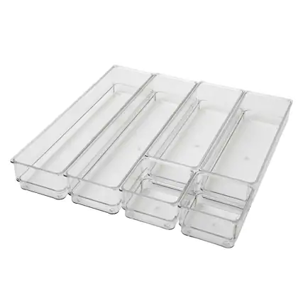 Front. Martha Stewart - Miles Plastic Stacking Drawer Organizer Set of 6 - Clear.