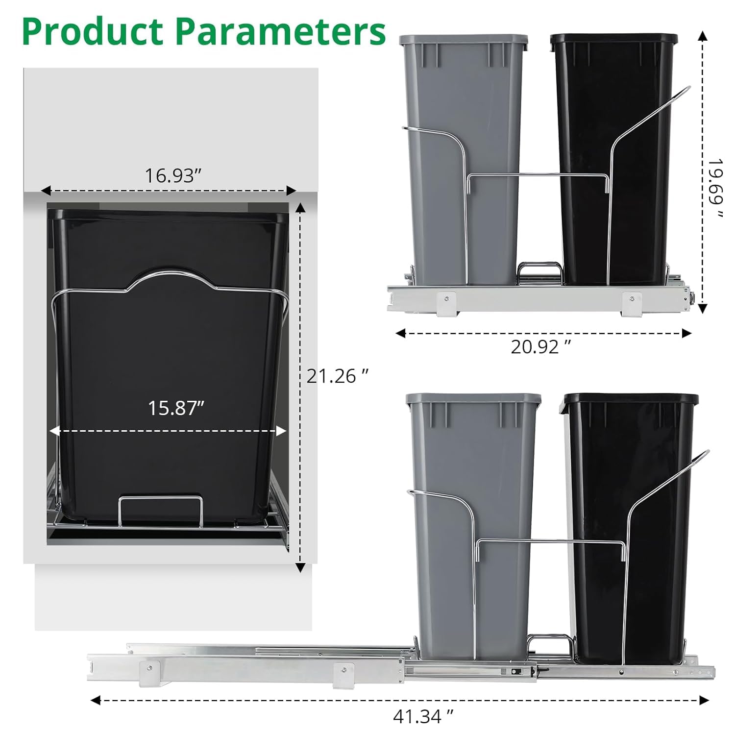 Product Parameters

- Width: 16.93"
- Height: 21.26"
- Depth: 15.87"
- Overall Width: 41.34"
- Overall Height: 19.69"
- Overall Depth: 20.92"