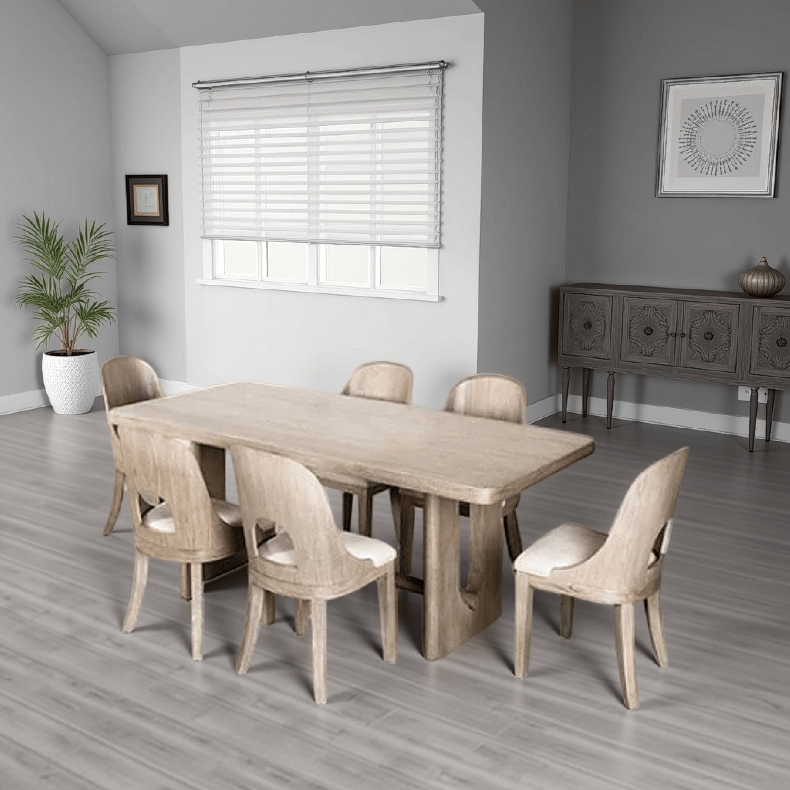Alt View 5. Manhattan Lane - Zoko Dining Table, Pedestal Base, Classic White Wash Wood 83 Inch - White Wash Oak.