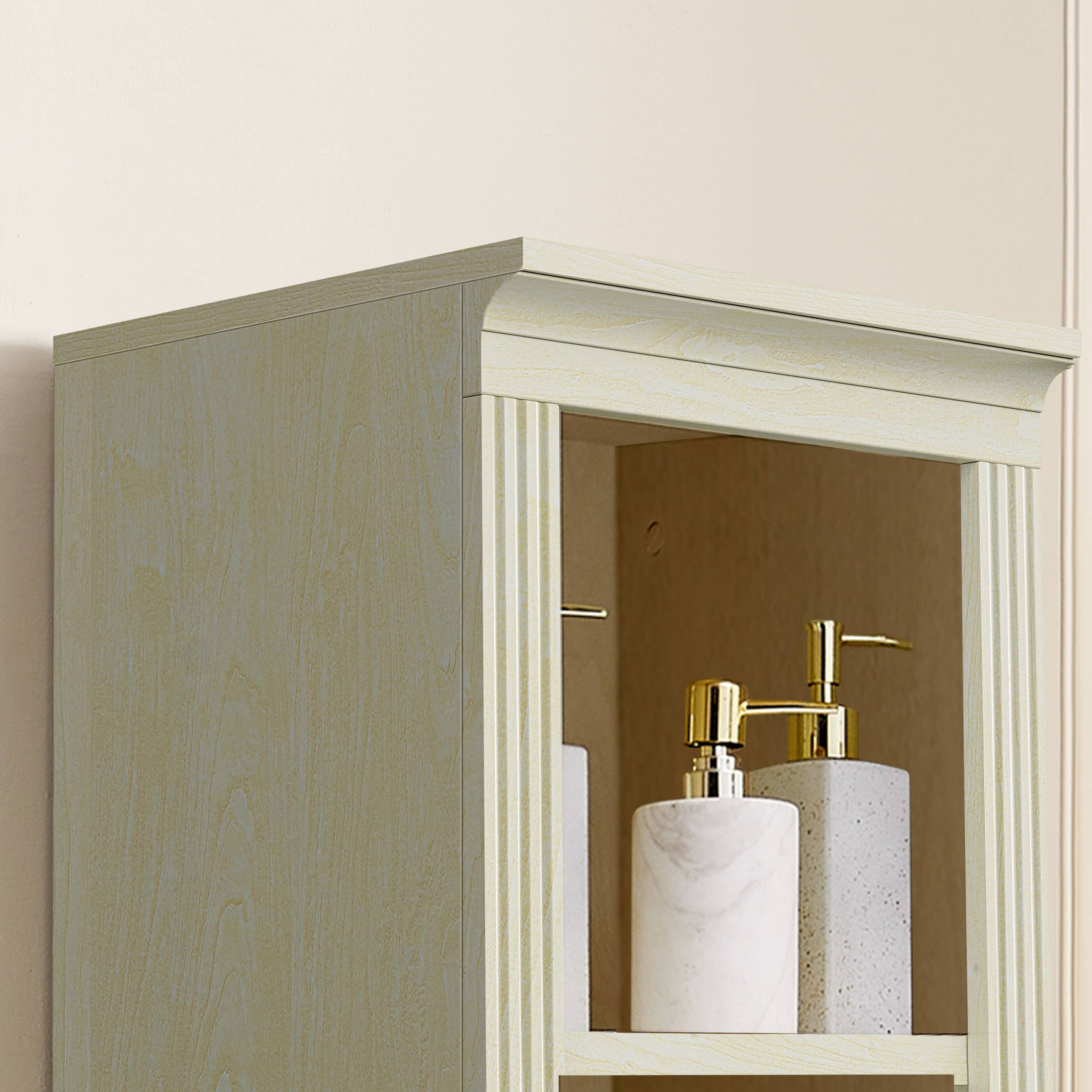 Left. VAUXHILL & CO. - VAUXHILL & CO. Halston Narrow Bookcase, Adjustable Storage Shelving Unit, Cream - Cream.