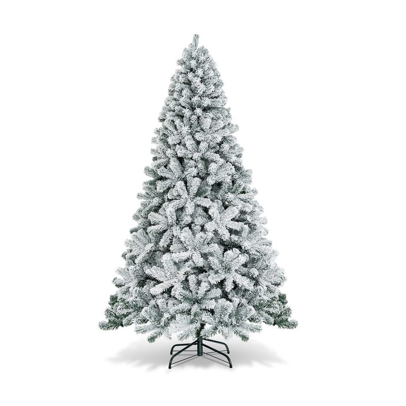 WELLFOR - 7.5ft Unlit Artificial Christmas Tree, Snow‑Flocked Hinged Xmas Tree with 1010 Branch Tips for Holiday Decoration - Green & White price history on PriceWatchPro