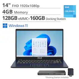 ASUS - Vivobook Go 14 14" FHD Laptop - Intel Celeron N4500 - 4GB Memory - 128GB eMMC - Star Black
