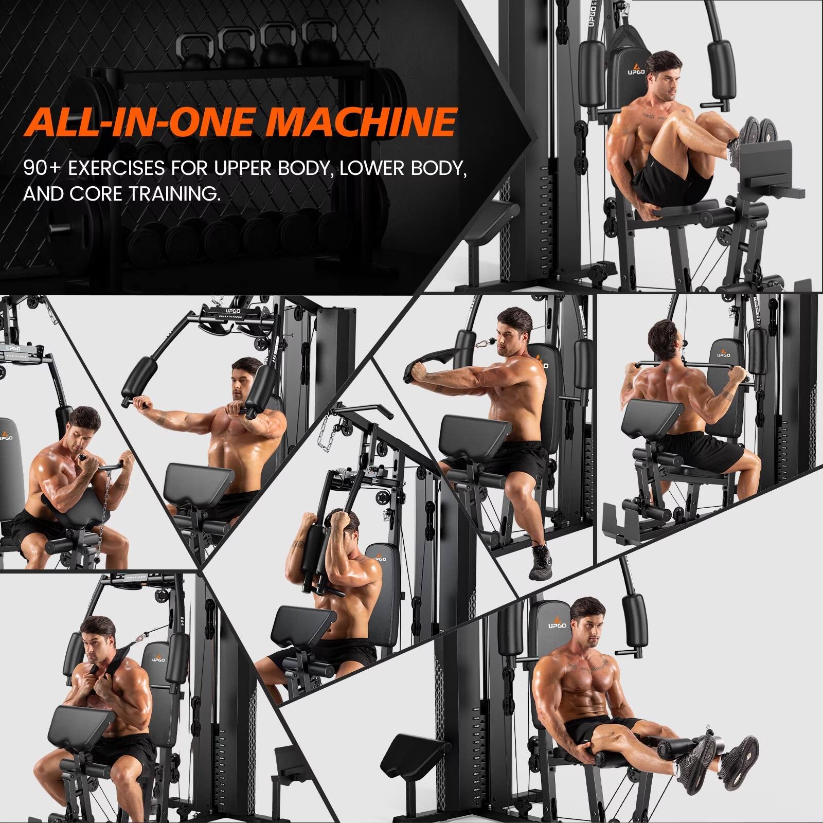 UPGO

ALL-IN-ONE MACHINE
90+ EXERCISES FOR UPPER BODY, LOWER BODY, AND CORE TRAINING.