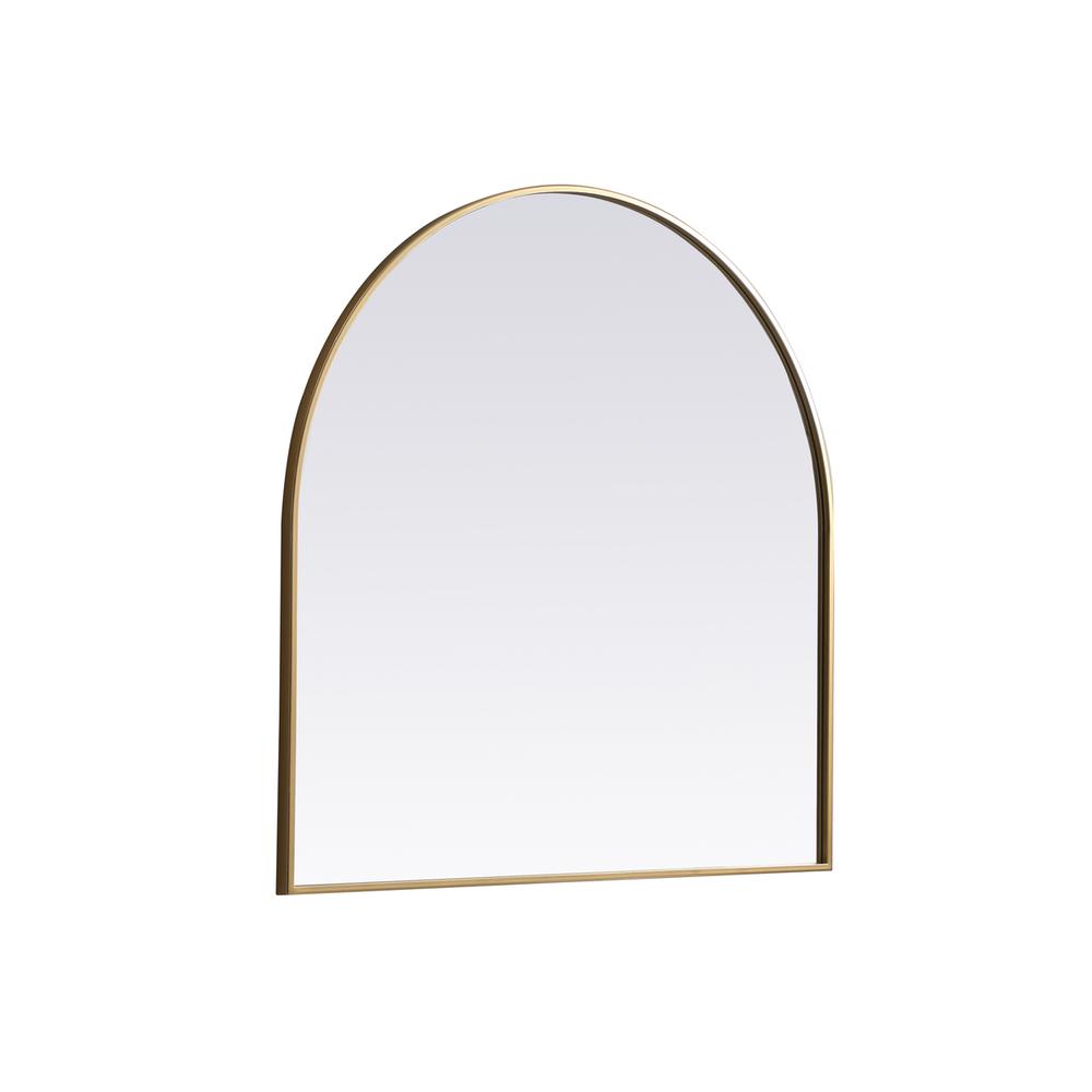 Left. Elegant Decor - Metal Frame Arch Mirror 36x36 Inch in Brass - Brass.