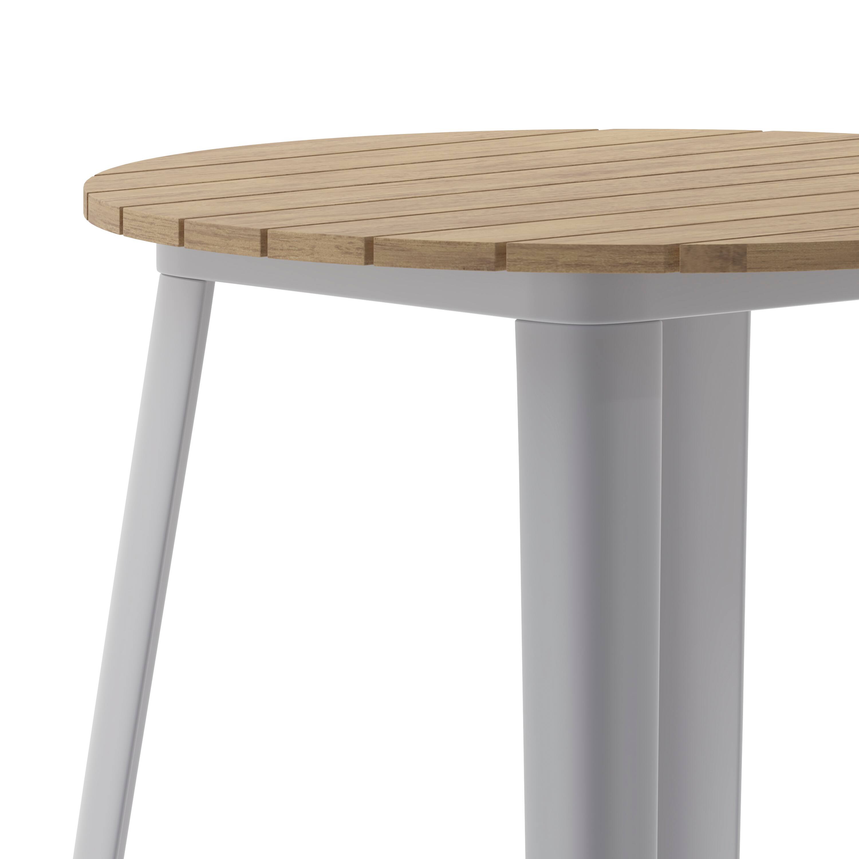 Alt View 9. Emma + Oliver - Drew Indoor/Outdoor Bar Top Table, 30" Round All Weather Poly Resin Top with Steel base - Brown Top/Silver Frame.