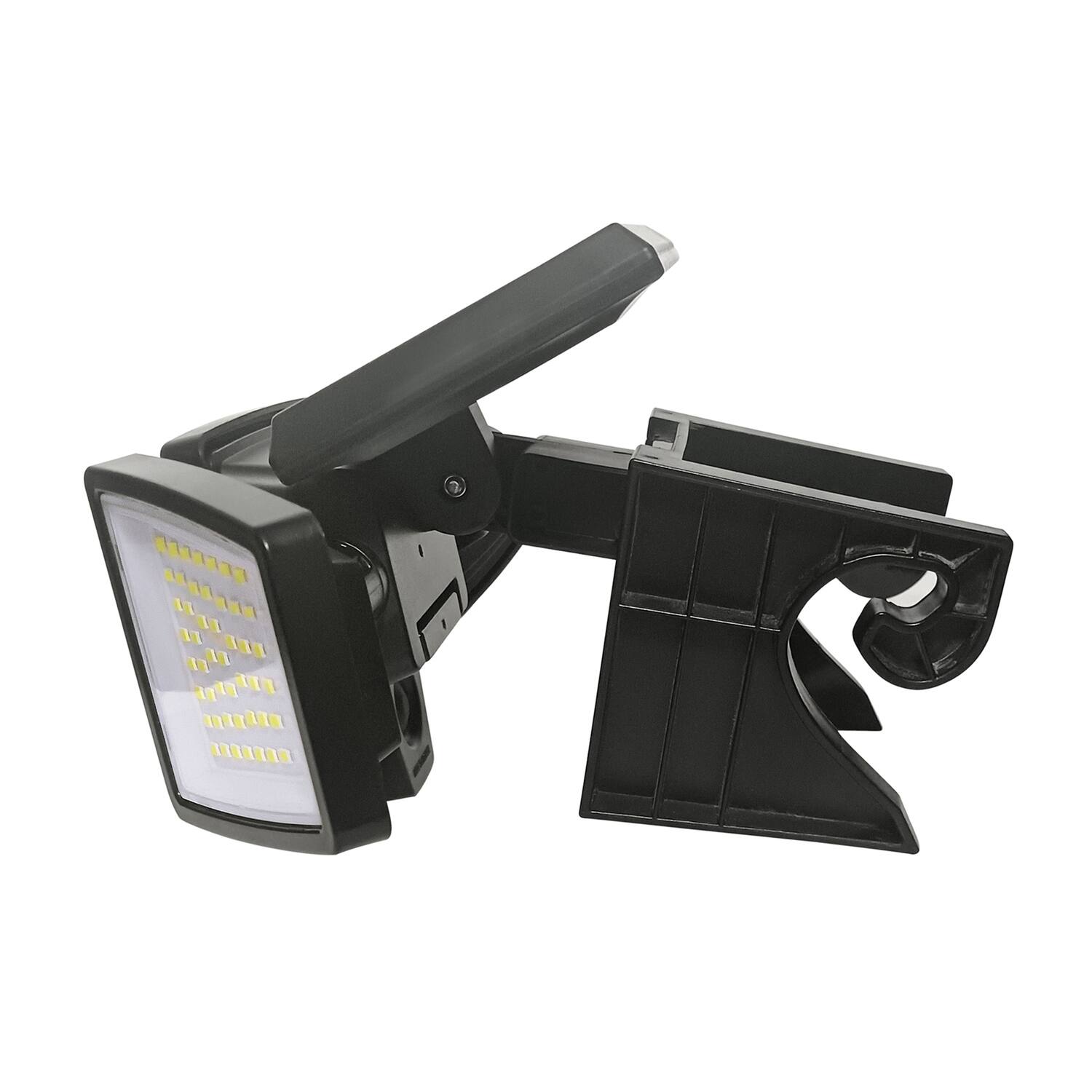 Angle. Insert Toolless Products - Easy-Install 1000-Lumen Gutter-Mount Triple-Head Solar Security Flood Light - Black.