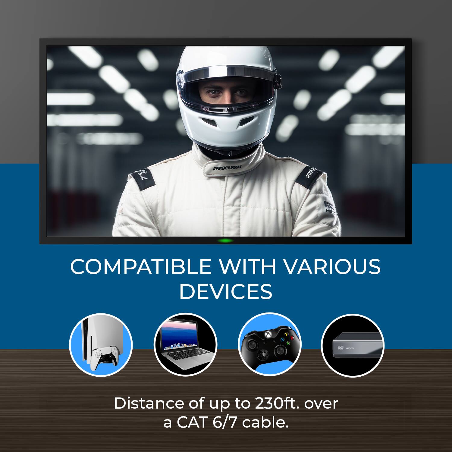 SDCT PERI OE M COMPATIBLE WITH VARIOUS DEVICES - 502 x 2E  
Distance of up to 230ft. over a CAT 6/7 cable.