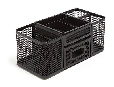 Alt View 2. TRU RED - 7-Compartment Wire Mesh Accessory Holder, Matte - Matte Black.