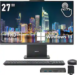 Lenovo - IdeaCentre 27" FHD Touchscreen All-in-One Desktop,Intel i7-13620H,32GB DDR5,1TB SSD+288GB Dock Set,Win 11 - Gray