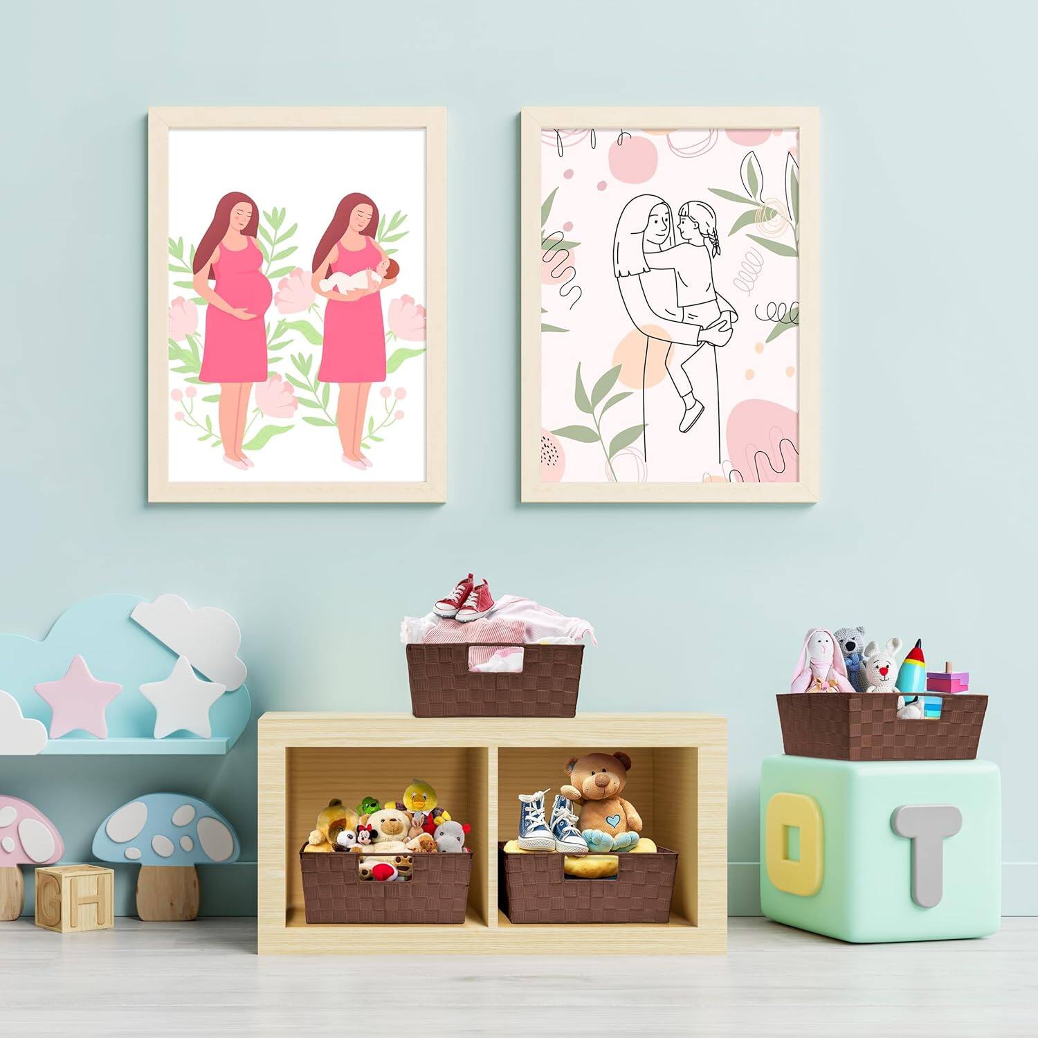 Alt View 3. Sorbus - Sorbus Set of 3 Large Woven Storage Baskets – Mesh Hand-Woven Baskets for Organizing, Fabric Storage Bins - Chocolate.