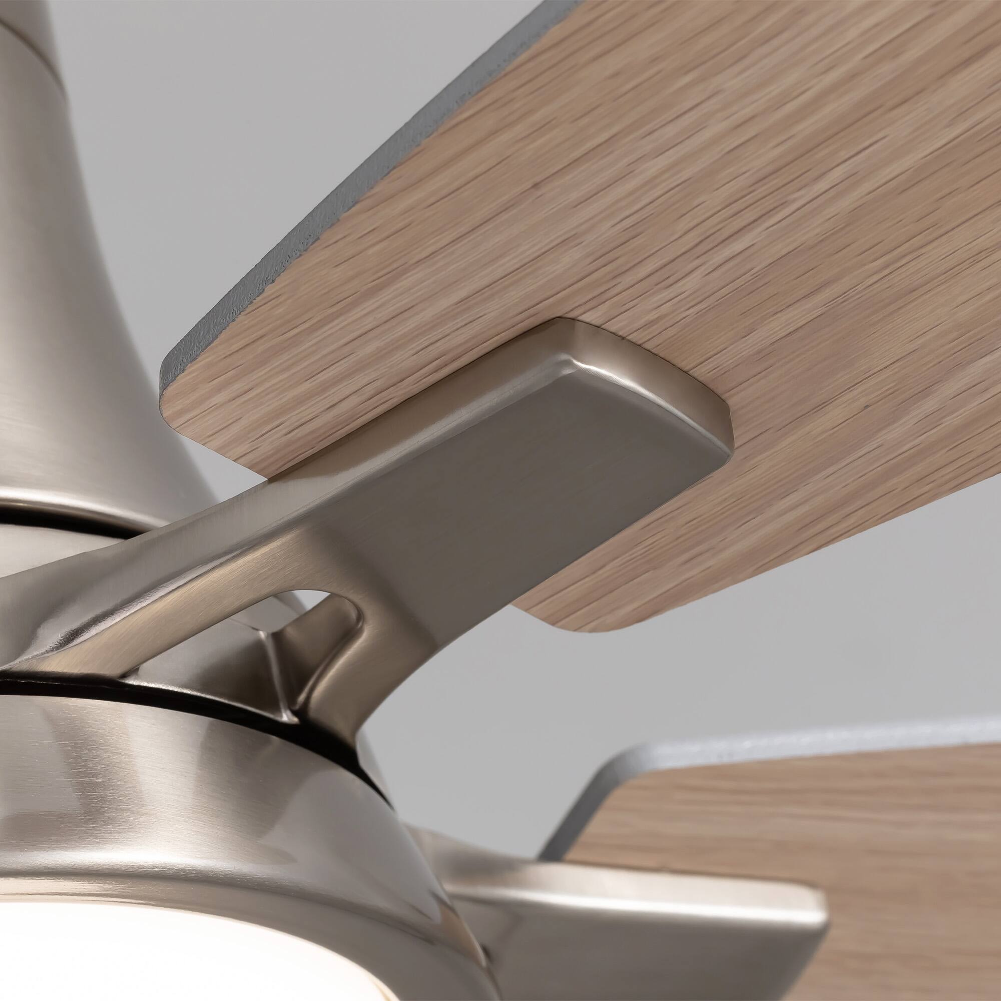 Alt View 7. Siljoy - 42 Inch Nickel Low Profile Flush Mount Ceiling Fan with Light and Remote Reversible Dimmable for Bedroom Living Room - Nickel.