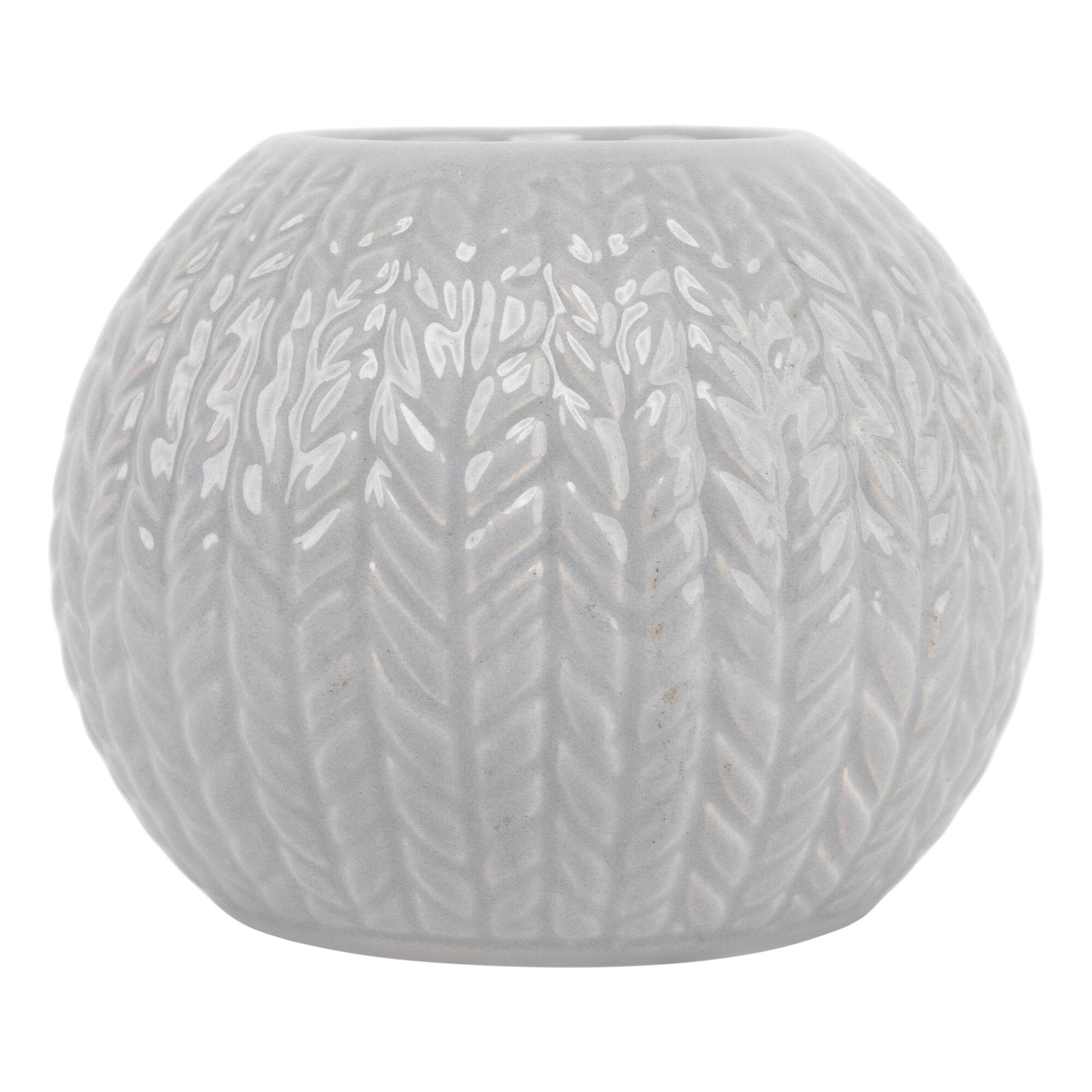 Alt View 2. Northlight - Ceramic Cable Knit Christmas Candle Holder - 3.75" - Gray - Gray.