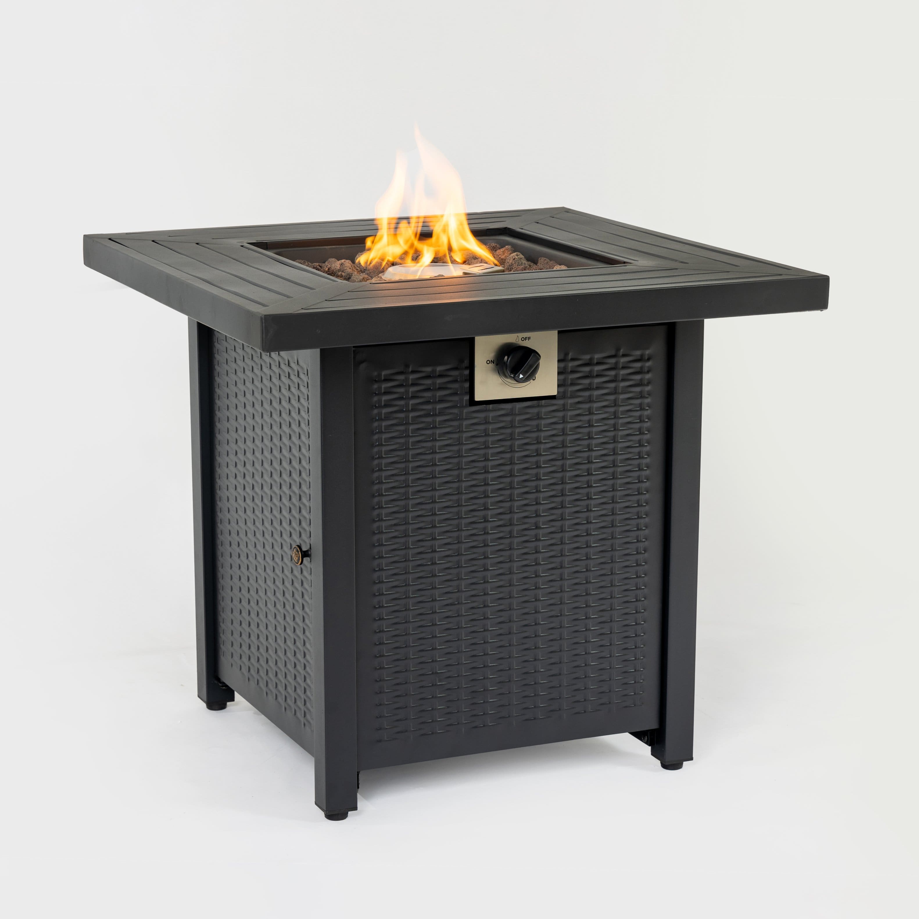 Dexmalle - Dexmalle-28Inch Iron Square Propane Fire Pit Table-Black