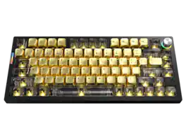 Montech - MKey Pro Ed. 75% Tri-Mode Mech Keyboard, Hot-Swap, VIA/QMK, Gateron Brown, RGB - Gold