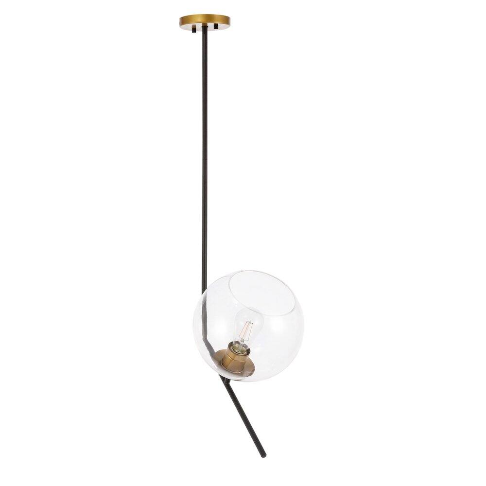 Alt View 4. Living District - Ryland 1 Light Black And Brass And Clear Glass Pendant - Black And Brass And Clear Glass.