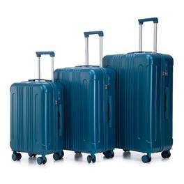 Ropilly - 3 Piece Luggage Set ABS Hard Shell Spinner Wheel Suitcase - Dark Blue