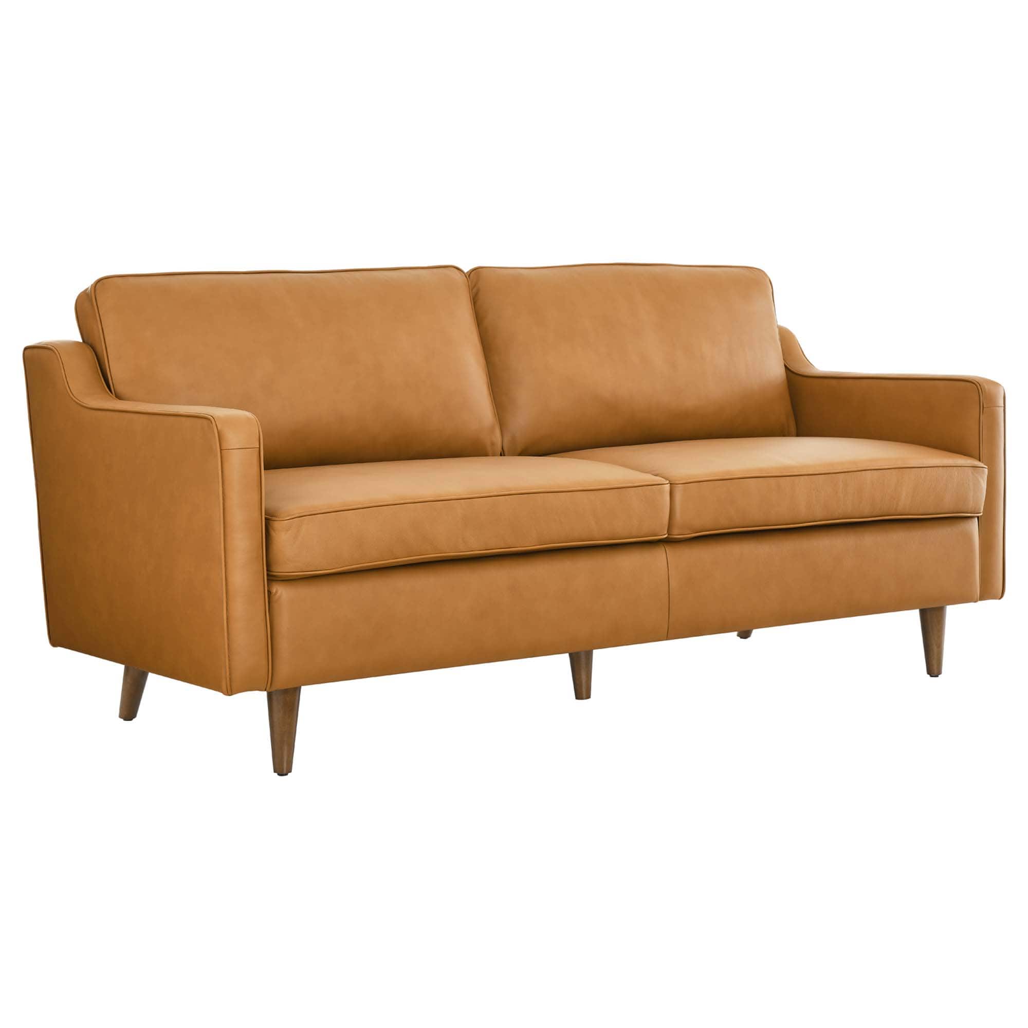 Impart Genuine Leather Sofa by Modway - Brown