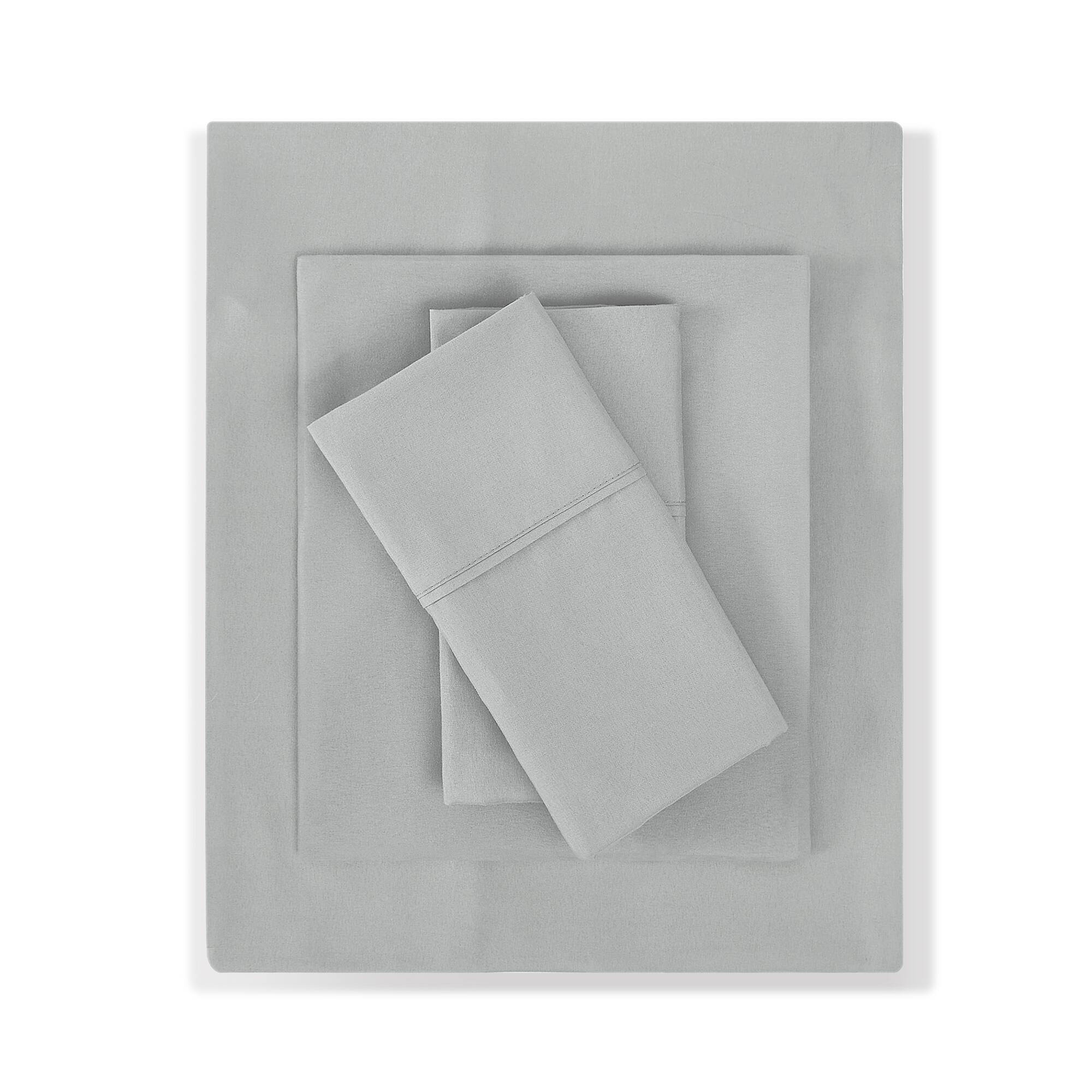 Back. Sweet Home Collection - All Season Reversible Bed-in-A-Bag Solid Color Comforter & Sheet Set, King - Silver.