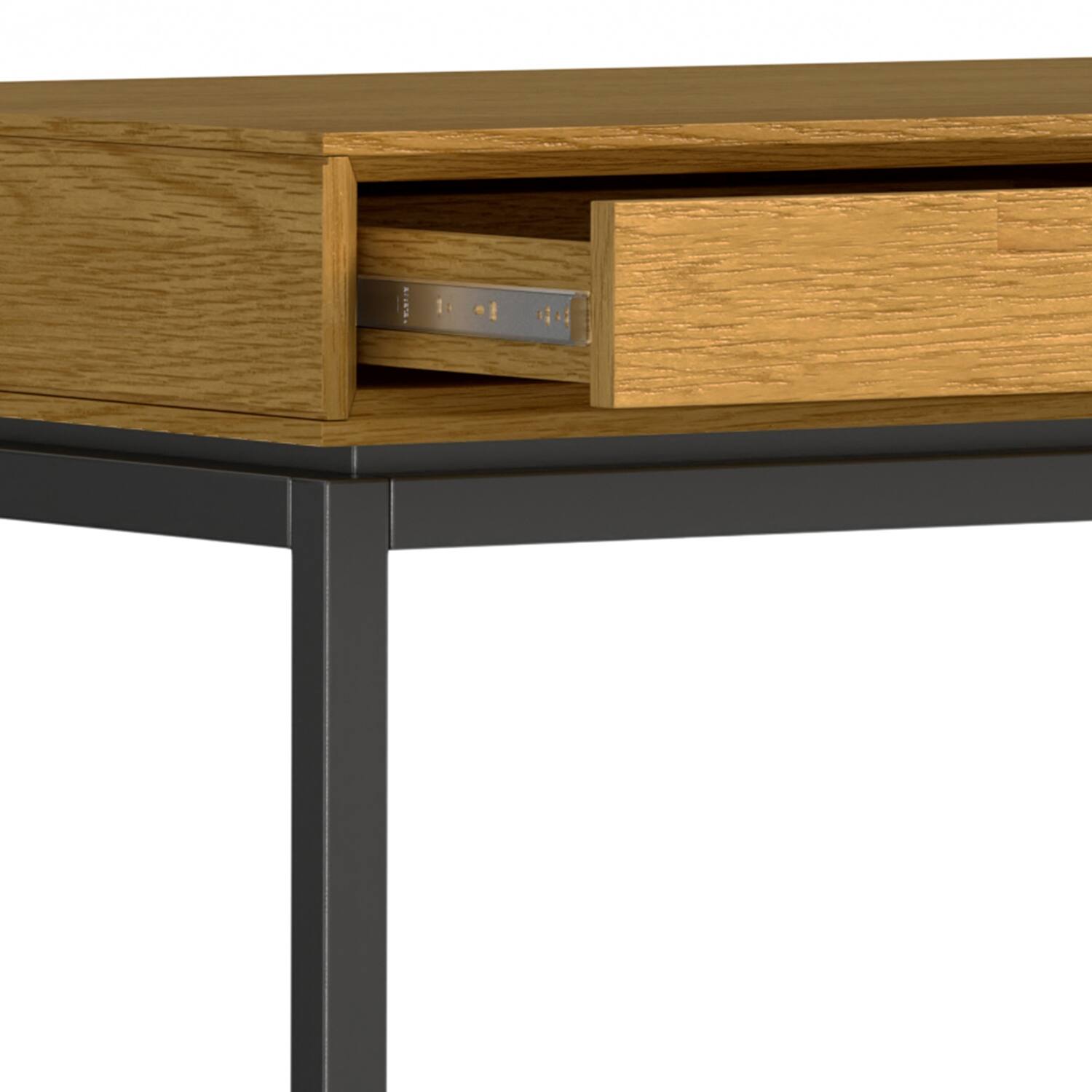Alt View 7. Simpli Home - Banting 72 inch Wide Solid Wood Mid Century Wide Desk in Oak Veneer - Oak Veneer.