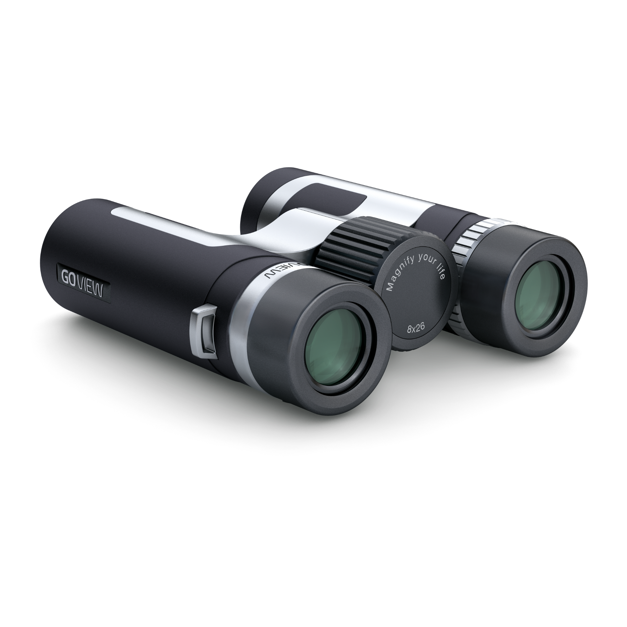 GOVIEW is a brand of binoculars, and the image shows a pair of 8x26 binoculars.