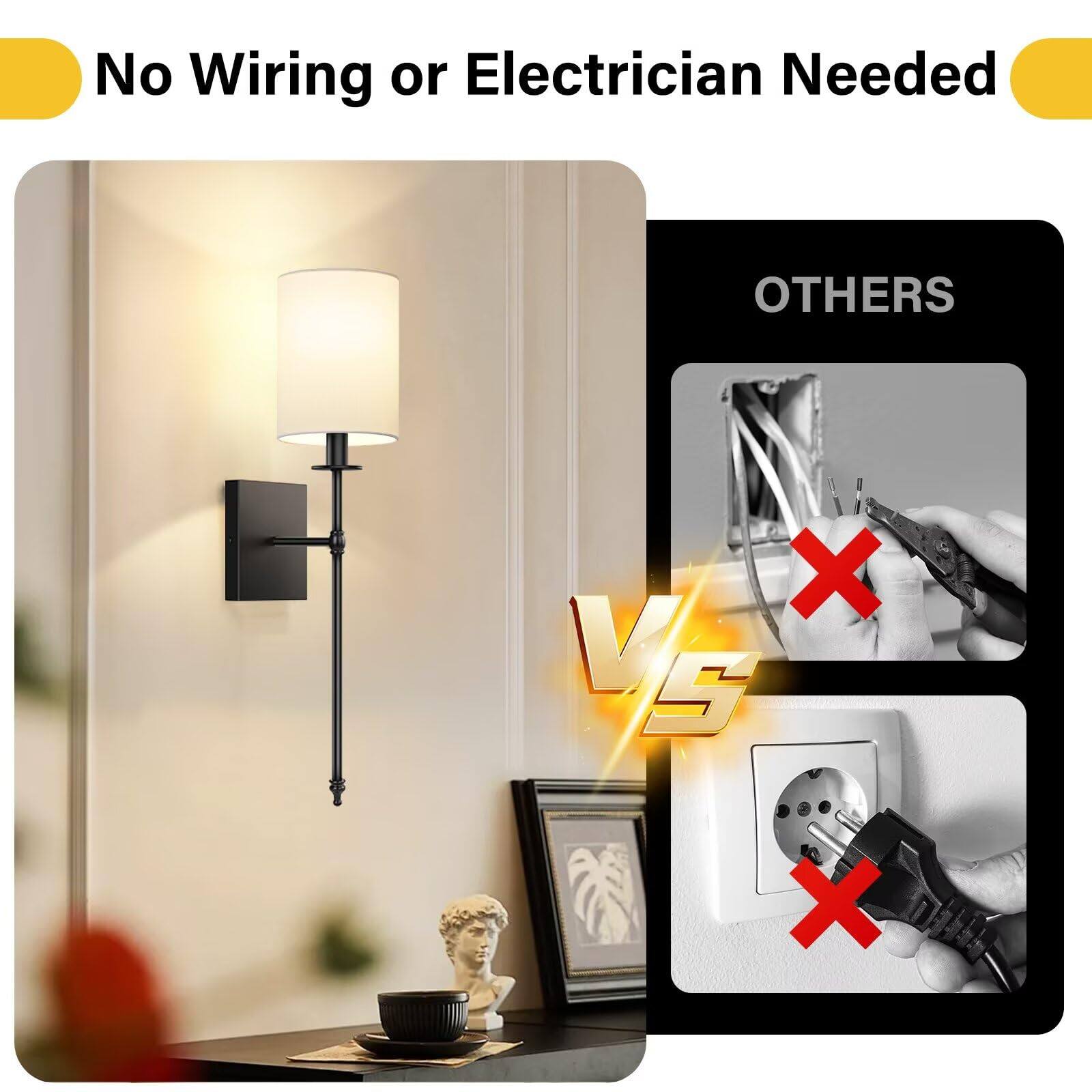 No Wiring or Electrician Needed

VS

OTHERS