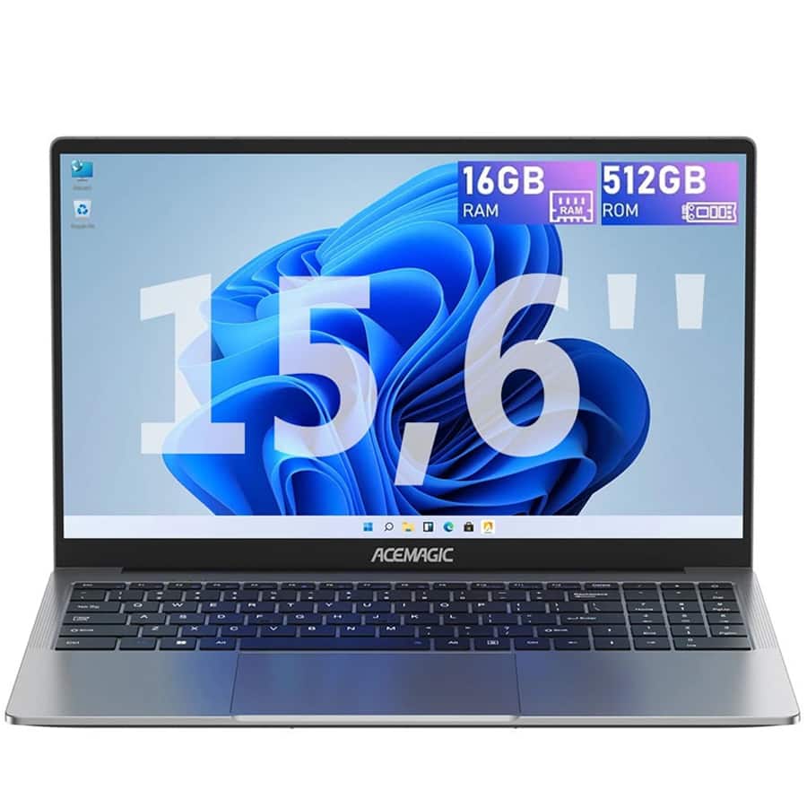 ACEMAGIC - LX15 - 15.6" Laptop - Intel N150 (Up to 3.6GHz) 16GB RAM 512GB SSD Laptop Windows 11 pro WIFI5 BT5 - Gray