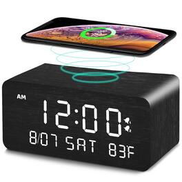 Dazzed Corner - Wireless Charging Digital Alarm Clock with 0-100% Adjustable Brightness Dimmer and Volume - Black