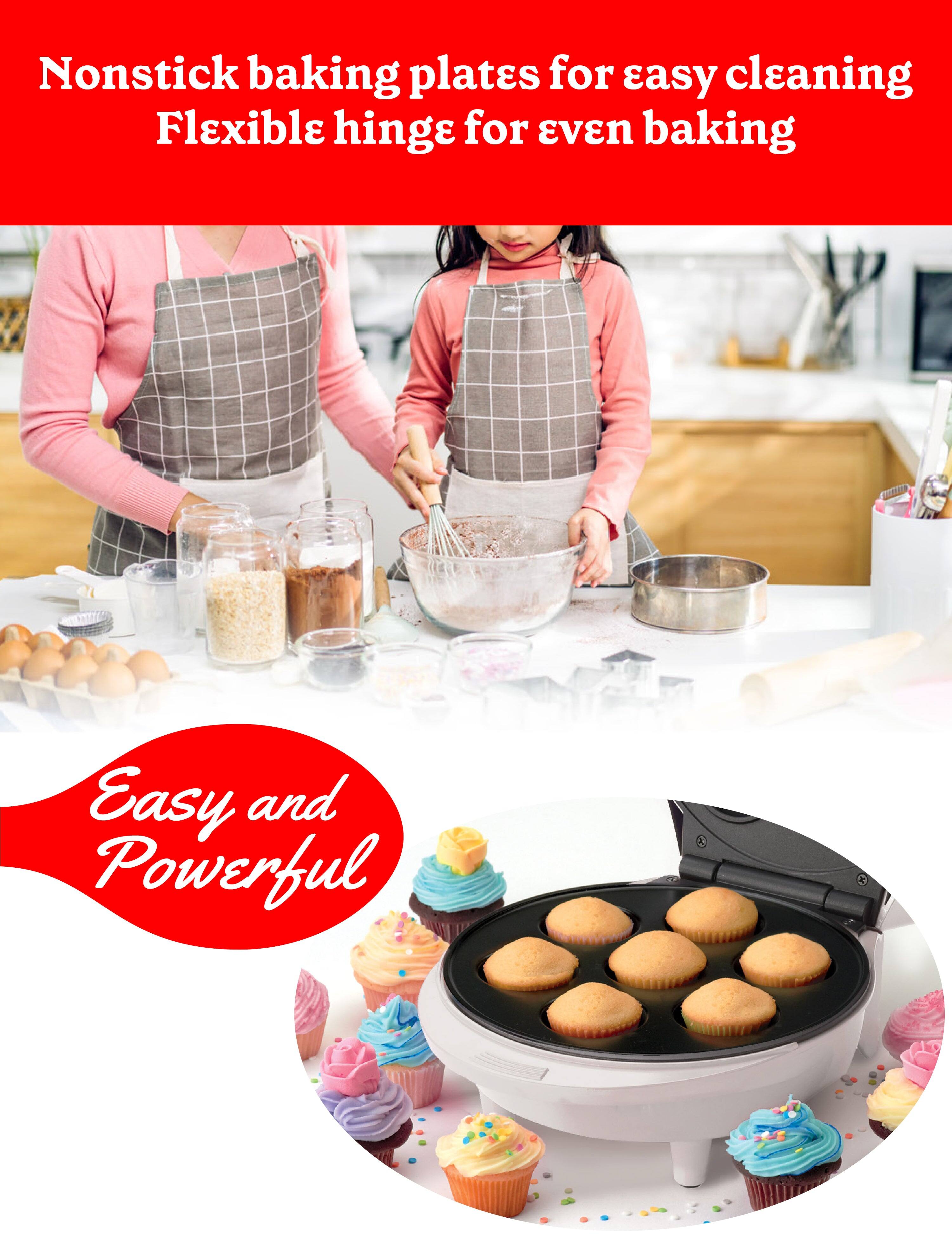 Nonstick baking plates for easy cleaning. Flexible hinges for even baking. Easy and Powerful.