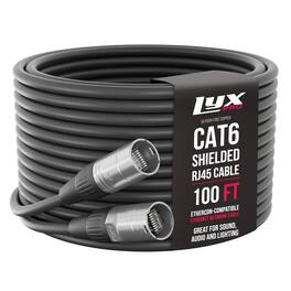 Lyxpro - 100 Feet Shielded CAT6 Ethercon Cable, Male to Male, Pro Audio & Lighting RJ45 Cable - Black