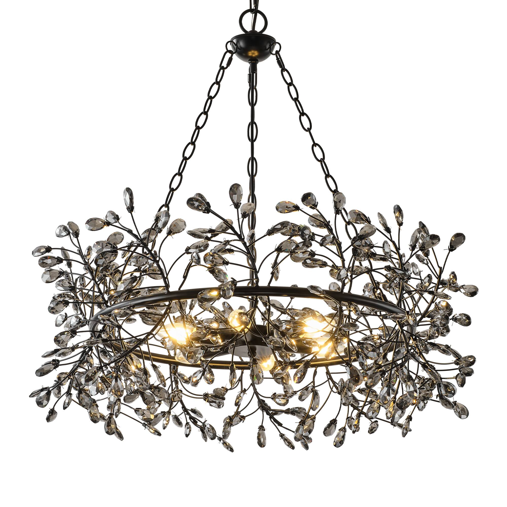 Alt View 8. Parrot Uncle - Vintage Black 6-Light Crystal Chandelier with Adjustable Chain - Black.